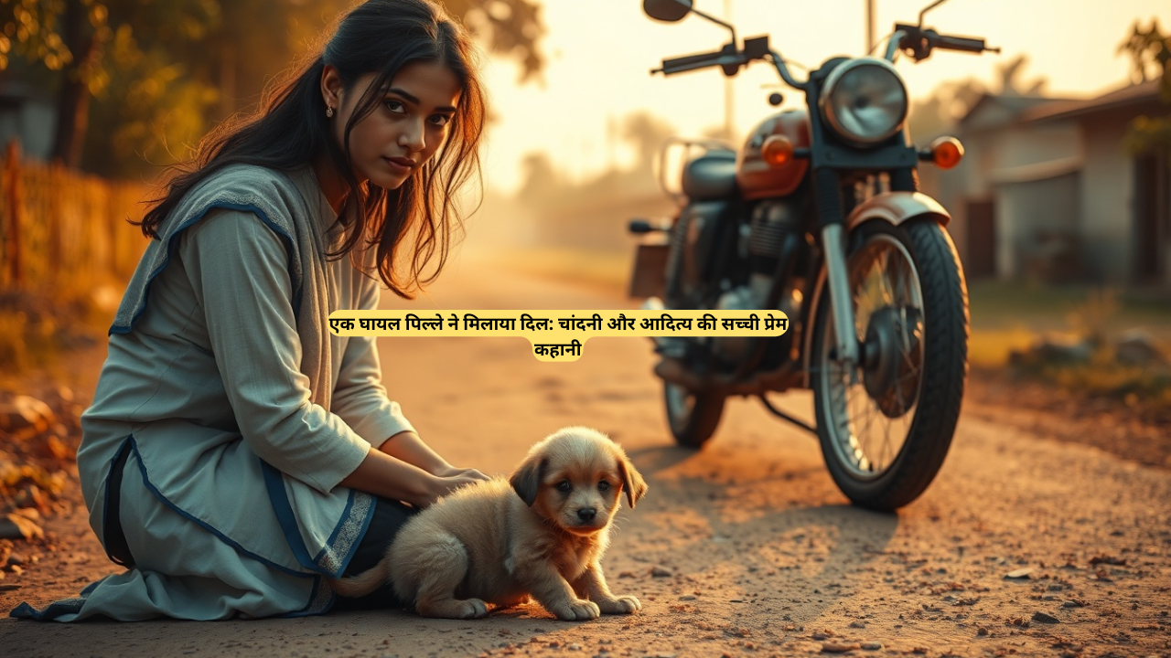 एक लड़का और लड़की (आदित्य और चांदनी) सड़क किनारे एक घायल पिल्ले की मदद कर रहे हैं, जो उनकी मुलाकात का पहला सीन है।