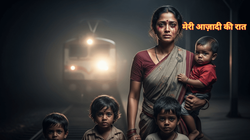 एक मज़बूत महिला (आरती) अपने बच्चों के साथ रात में रेलवे प्लेटफॉर्म पर खड़ी है, धोखेबाज़ पति को छोड़कर एक नई ज़िंदगी की शुरुआत कर रही है - एक सच्ची प्रेम कहानी।