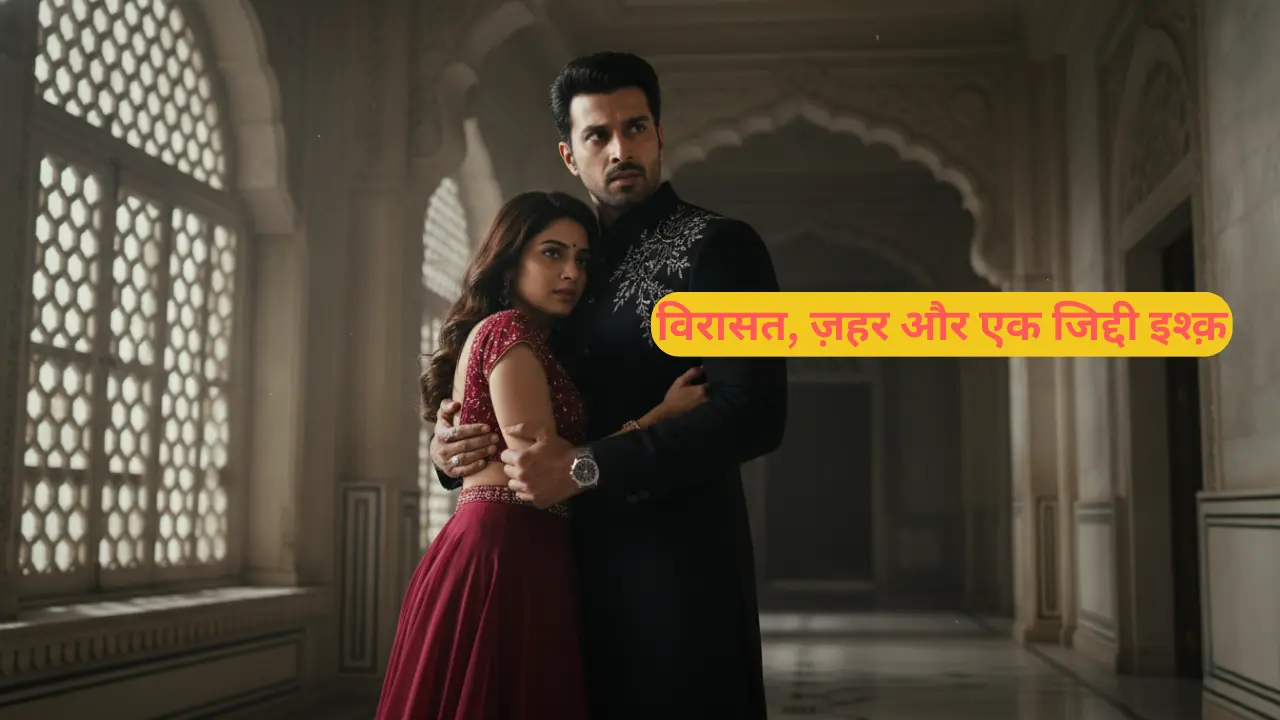 नवाब आर्यन और मायरा महल में एक-दूसरे को गले लगाते हुए।