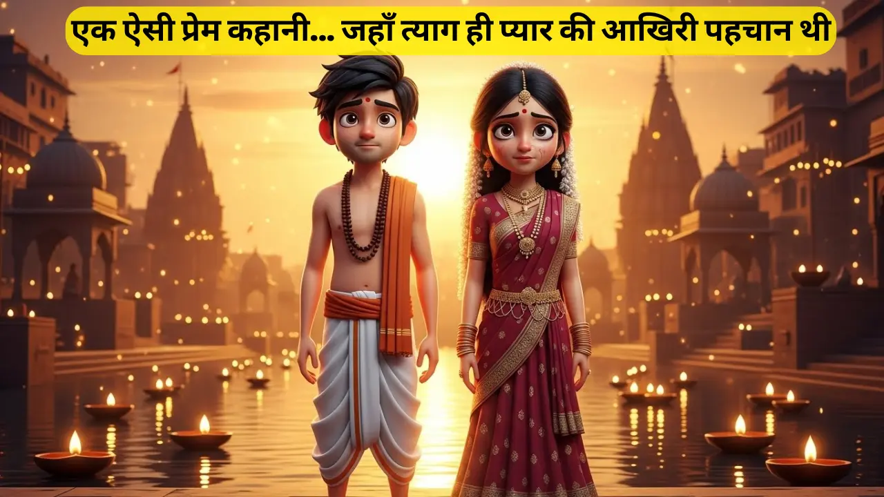 रोहन और सिया की भावुक प्रेम कहानी का थमनेल, बनारस के घाट पर दो प्रेमियों की तस्वीर